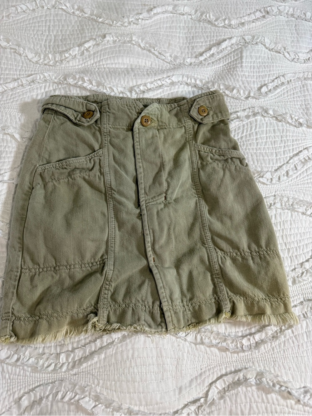 Free People Olive Green Utility Mini Skirt